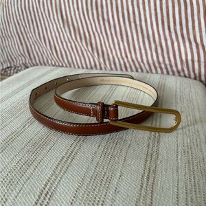 Brown Leather Belt with Gold Buckle